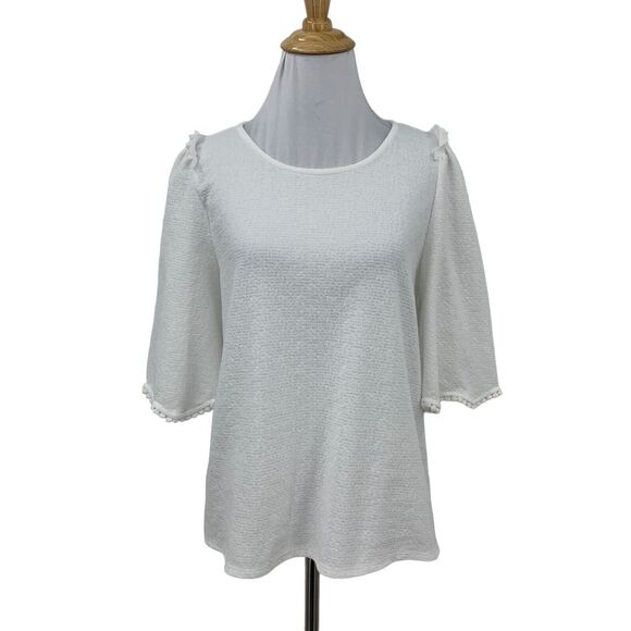 Sunday In Brooklyn Astley Top Womens S Small Anthropologie Pom Pom Mid Sleeves - Picture 2 of 11